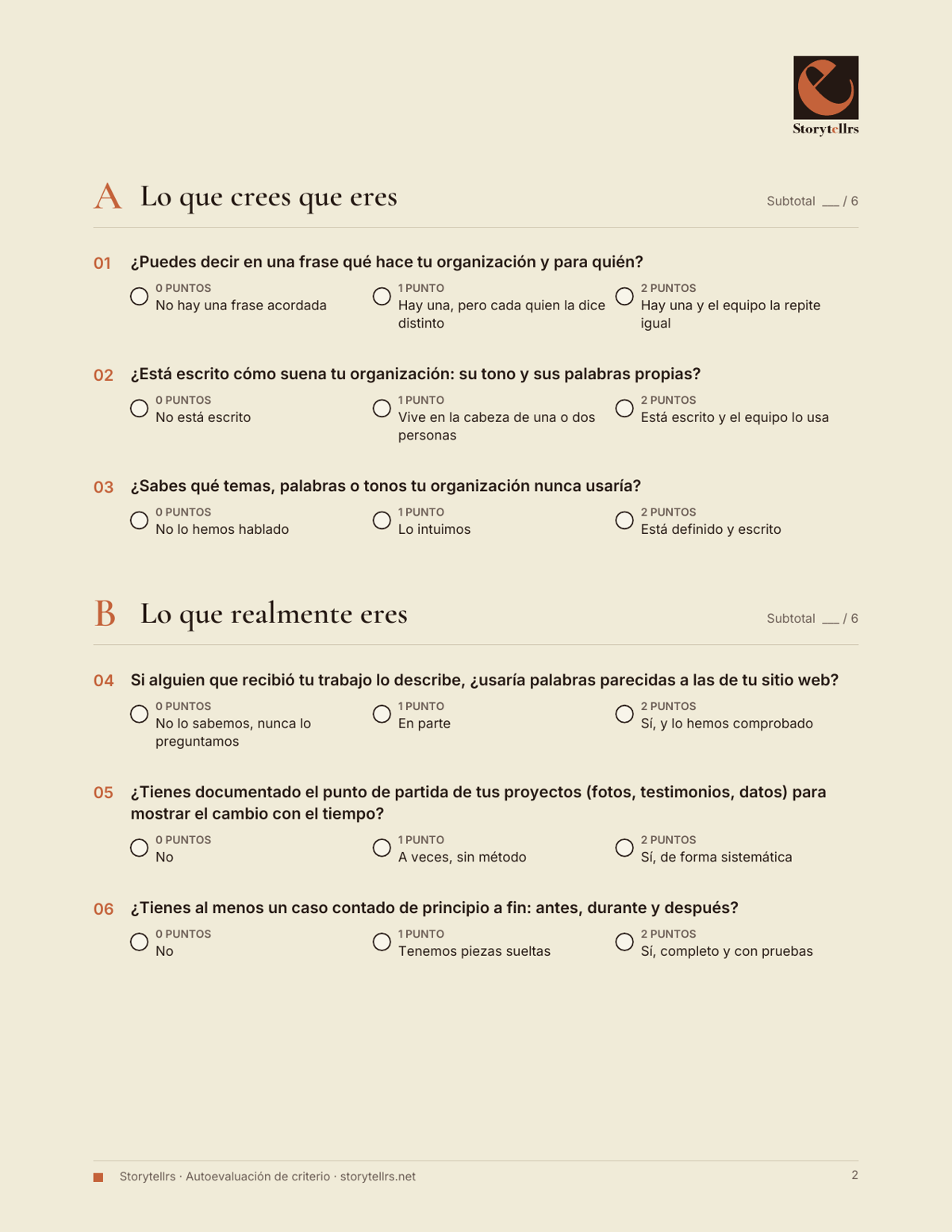 Vista previa de las preguntas de la autoevaluación de criterio